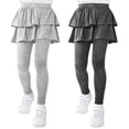 thumbnail image 1 of Resinta 2 Pack Girls Skirt Leggings Footless Leggings with Ruffle Tutu Skirts Girls Culotte Tights Stretchy Cotton Pantskirt, 1 of 5