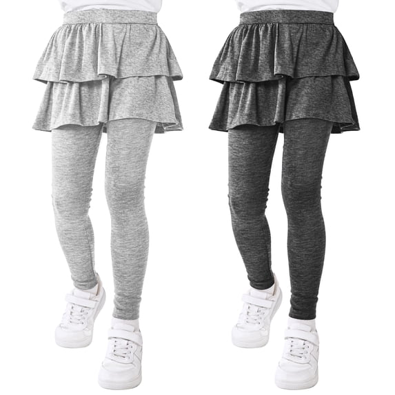 Resinta 2 Pack Girls Skirt Leggings Footless Leggings with Ruffle Tutu Skirts Girls Culotte Tights Stretchy Cotton Pantskirt
