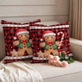 thumbnail image 2 of Christmas Gingerbread Outdoor Waterproof Pillow Covers, Red Black Checkered Snowflake Decorative Square Throw Pillowcase Sofa Cushion Sham for Patio/Couch/Chair, 20"x20" 2 Pack, 2 of 8