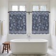 thumbnail image 4 of Navy Blue Floral Kitchen Curtain for Berdoom Living Room Cafe 45 Inch Length, Ethnic Tribe Abstract Art Flowers Tiers Curtains Light Filtering Drapes Rod Pocket Window Treatment 2 Panels 52"Wx45"L, 4 of 8