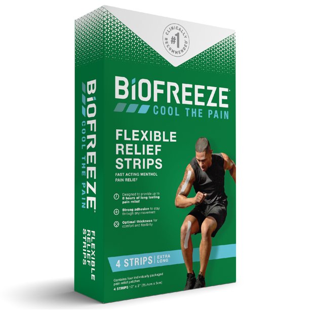 BioFreeze Flexible Pain Relief Patch Strips, 4 Count