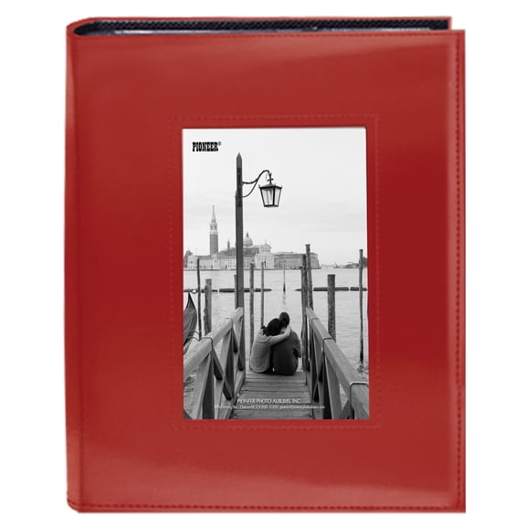 Pioneer FRM-246 Sewn Photo Album w/Frame Cutout Red