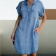 thumbnail image 4 of Vestido Vestido con botones para mujer Vestido de mezclilla desgastado de color sólido Vestido de desplazamiento diario Cgtredaw Azul claro T 3EG para Mujer, 4 of 6