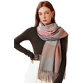 thumbnail image 1 of Chal de invierno para mujer, chal de cuadros de gran tamaño, manta cuadrada, poncho con flecos y estampado de cuadros a cuadros, fondo A, 1 of 5
