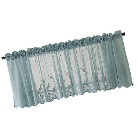 HOMEMAXS  Sun Proof Lace Curtain Window Decorative Shade Kitchen Tulle Blue