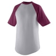 thumbnail image 1 of 424A Youth Short Sleeve Baseball Jersey, Heather & Maroon - Large, 1 of 1