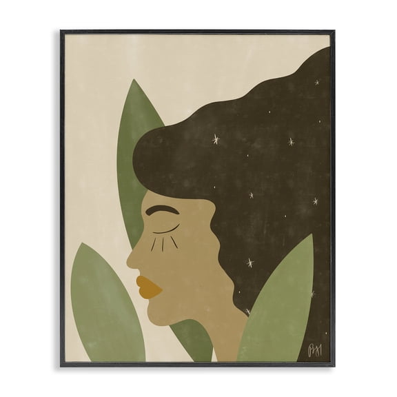 Stupell Industries Bohemian Female in Tall Grass Abstract Hair Portrait Black Framed Giclee Art, 11 x 14, by Birch&Ink