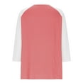 thumbnail image 5 of PWPSG Kid's 3/4 Sleeve Shirts Lightweight Spring Summer Casual Blouses Color Block Button Up Crewneck Pullover Daily Wear Tops Watermelon Red 5 Years, 5 of 6