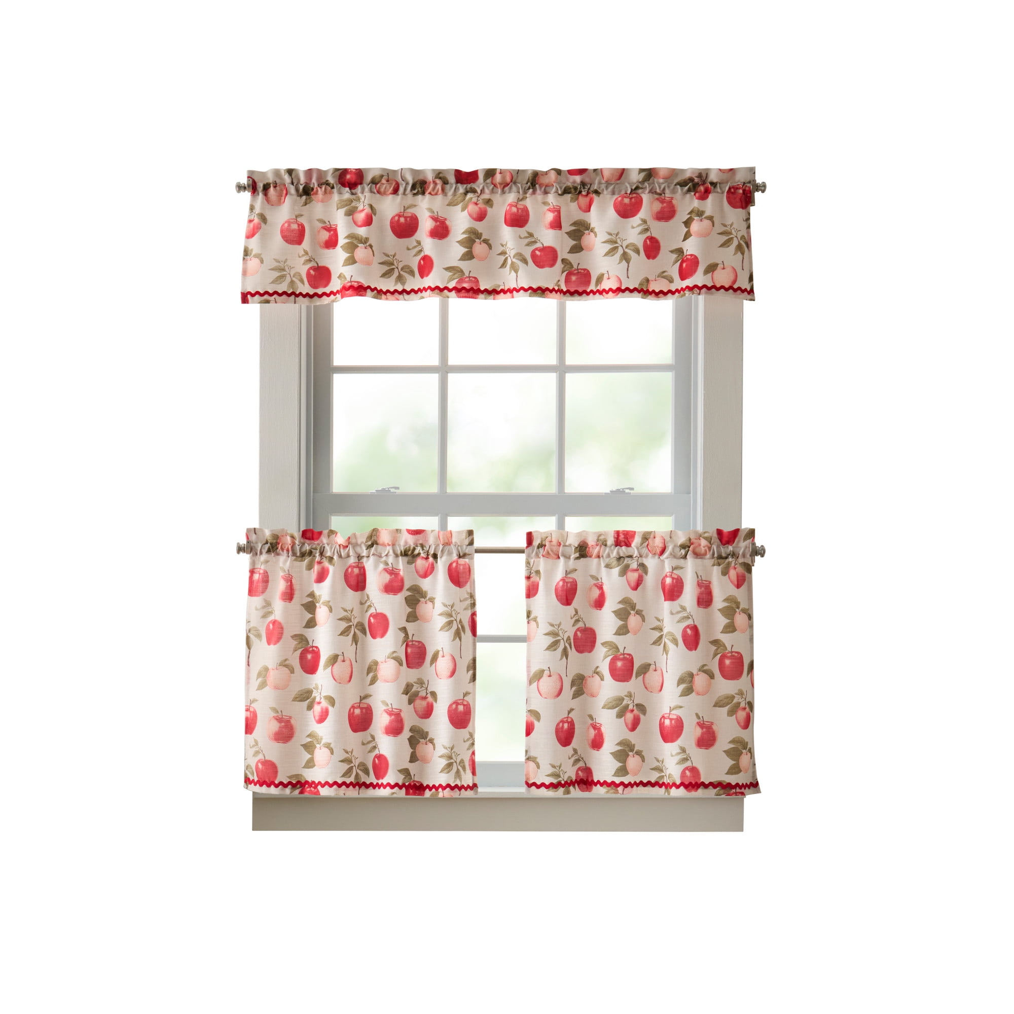 Curtainworks Honey Crisp 24in Tier Pair Multicolor, Pole Top, Indoor, Adult, 2 Piece Tier Set, 54" x 24"