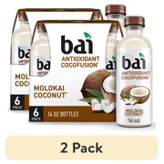 (2 pack) Bai Cocofusions Molokai Coconut, Antioxidant Infused Flavored Water, 14 fl oz, 6 Bottles