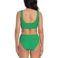 thumbnail image 3 of Kdxio Forestgreen Print Women's 2 Piece High Waisted Wrap Spaghetti Strap Summer Swimsuit Bikini Set-Large, 3 of 7