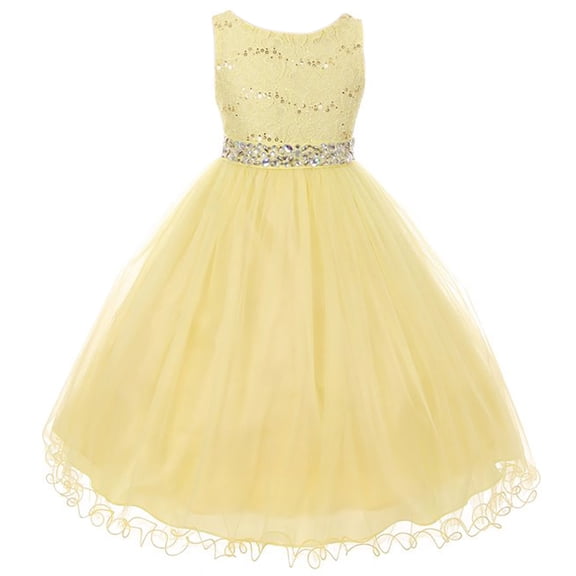 Little Girl Rhinestones Sequins Glitter Pageant Wedding Flower Girl Dress USA Yellow 4 MBK 340 BNY Corner