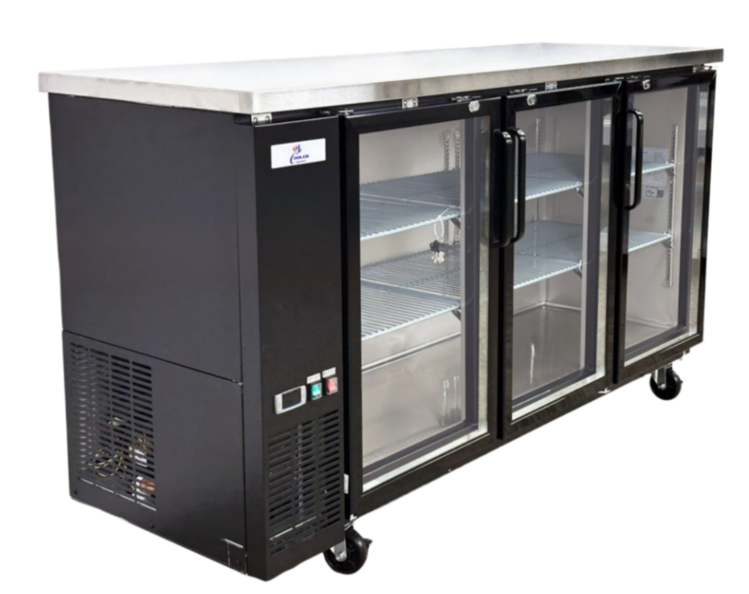 72 in. 3 Glass Door Commercial Back Bar Cooler, 19.6 Cu.Ft ，Beer Fridge, Under Counter Refrigerator