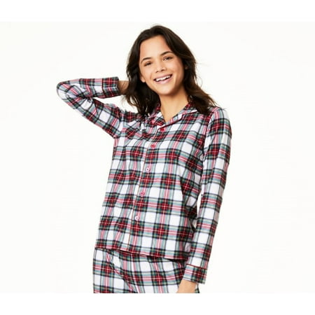allbrand365 designer Womens Stewart Plaid Pajama Top Only,1-Piece, Large, Red/White Plaid