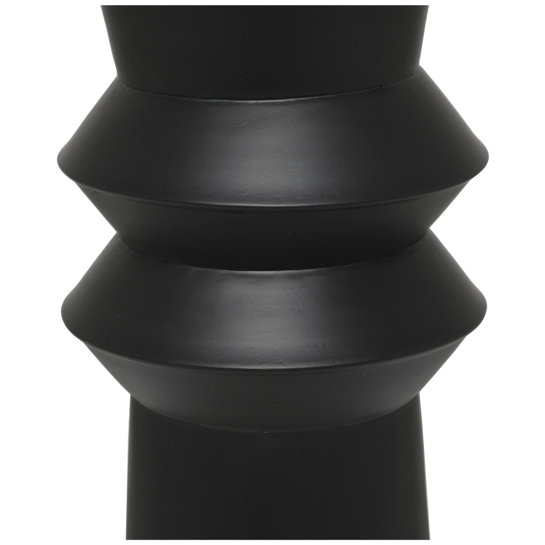 DecMode 32" Tall Art Deco Fluted Floor Black Metal Vase