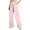 thumbnail image 2 of Womens Medium Waist Baggy Elastic Waist Sweatpants Casual Fleece Long Pants with Pockets Gyujnb,Size:XL, 2 of 5