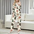 thumbnail image 2 of Tnhcen Women's Button Front Collared Neck Christmas Print Long Sleeve Pajama Set Soft Stretchy Sleepwear Loungewear Cozy Home Outfit S-2XL Plus Sizes Pjs for Women, 2 of 9