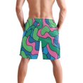 thumbnail image 3 of Dailycode Men's Quick Dry Swim Trunks Beach Shorts Casual Summer Board Shorts with Pockets, Twisty Bold Line, 3 of 8