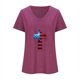 thumbnail image 3 of Camisetas Casuales de las Mujeres Gradiente Día de la Independencia Impreso Cuello Redondo, Blusa de Manga Corta para Diario, Fiesta Y Primavera Verano, 3 of 5