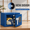 Blue Mini Safe Box 0.23 Cubic Feet for Home Valuables with Digital Lock ...