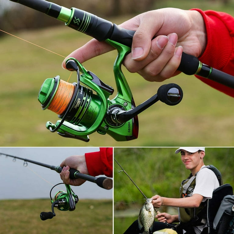 Sougayilang Spinning Reel with Aluminum Spool Ultralight and Smooth 13+1Bb Fishing Reel, Size: 1000, Green