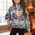 thumbnail image 2 of Atogsazn Girls Christmas Half Zip Sweatshirt Kids Graphic Long Sleeve Pullover Sweatshirts Fall Winter Tops Clothes Blue 5-6 Years Fashion, 2 of 5