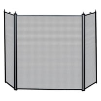 3-Fold Black Fireplace Screen, Black Finish (S31030BK)
