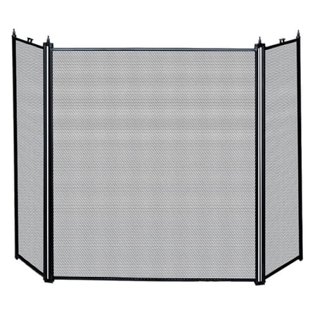 3-Fold Black Fireplace Screen, Black Finish (S31030BK)