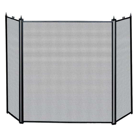 3-Fold Black Fireplace Screen, Black Finish (S31030BK)