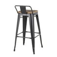 thumbnail image 4 of Oregon Industrial Low Back Barstool in Black Metal and Wood-Pressed Grain Bamboo by LumiSource - Set of 2, 4 of 7
