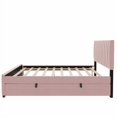 thumbnail image 5 of Full Size Velvet Upholstered Platform Bed with Twin Size Trundle, Pink, 5 of 7