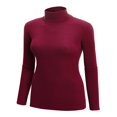 thumbnail image 2 of Women‘s Long Sleeve Rib Turtleneck Top Pullover Sweater L RED, 2 of 6