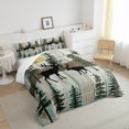 thumbnail image 5 of Elk Deer Bedding Set Farmhouse Cottage Lodge Twin Comforter Set ,Christmas Reindeer Pine Trees Quilt Woodland Wildlife Moose Duvet Insert,Rustic Home Decor,Green, 5 of 6