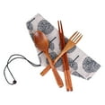 thumbnail image 2 of Vikakiooze 2023 under10, Japanese Vintage Wooden Chopsticks Spoon Fork Tableware 3pcs Set New Gift, 2 of 8