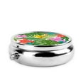 thumbnail image 3 of ZICANCN Round Pill Box Organizer with 3 Compartment, Tropical-Greens Portable Travel Pill Cases for Pocket or Purse, 3 of 6
