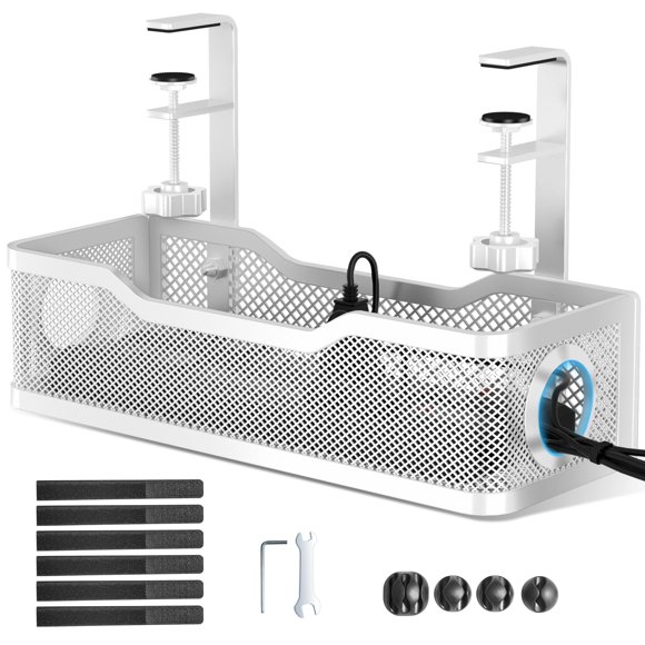 Bandeja de gestión de cables para colocar debajo del escritorio Orapoke, color blanco