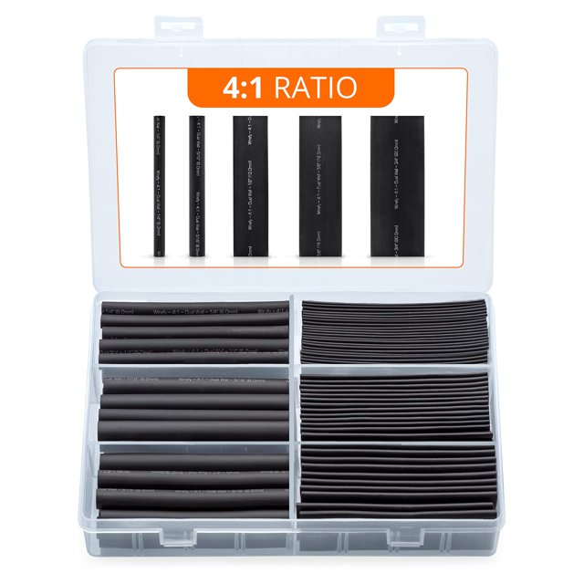 Wirefy Kit de tubos termorretráctiles de 95 piezas - Tubo de doble pared 4:1 - Forrado adhesivo - Tubo retráctil resistente - Negro