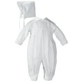 thumbnail image 1 of Boys Pleated Christening Baptism Coverall with Embroidered Shamrock Cluster and Hat (Baby), 1 of 1
