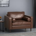 thumbnail image 4 of GDF Studio Hixon Contemporary Faux Leather Tufted Club Chair with Bolster Pillows, Dark Brown and Espresso, 4 of 12