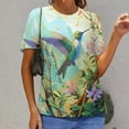 thumbnail image 6 of Flower Hummingbird Women's Short Sleeve T-Shirt Crew Neck Casual Summer Trendy Loose Fit Tops, 6 of 6