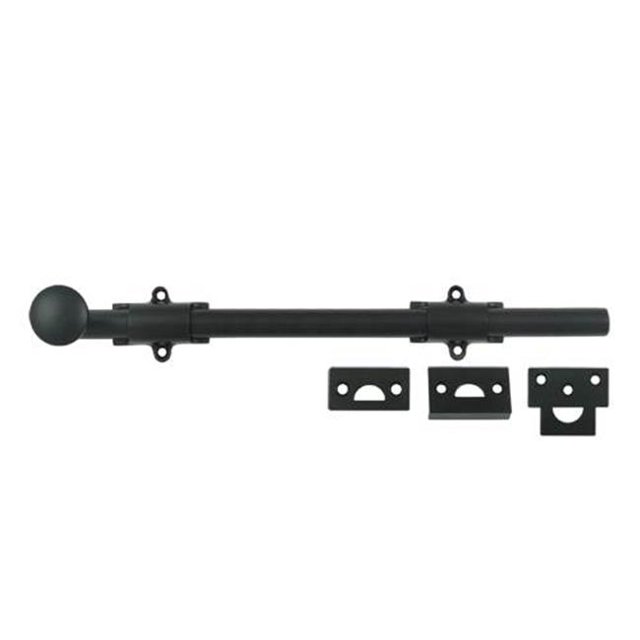 12 in. Heavy Duty Surface Bolt, Black - Solid