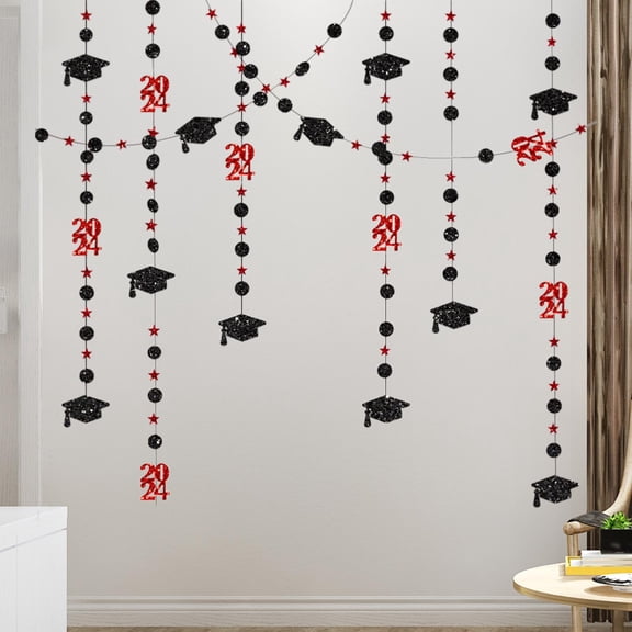 Tachiuwa Graduation Cap Garland Graduation Decoration Hanging Art Craft Bachelor s Charm Paper Party Backdrop Graduation Banner red