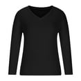 thumbnail image 3 of JGGSPWM Womens Ribbed Knit Tops Comfy Soft Tee Shirts Long Sleeve Solid Blouse Pullover Tunic V Neck Regular Fit Tshirt Black M, 3 of 8