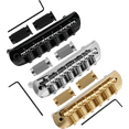 thumbnail image 4 of LOOKSEVEN 6 String Electric Guitar Bridge Tailpiece with Roller Saddles, Black/Chrome/Gold, Guitar Replacement Parts-chorme, 4 of 5