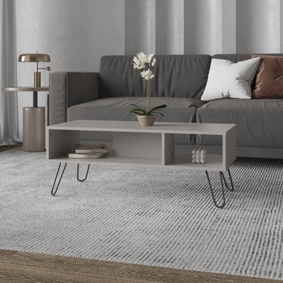 Modern Coffee Table Marydel with Spacious Shelves for Living Room in Smoke