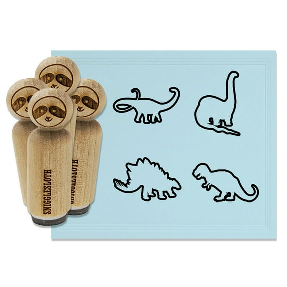 Dinosaur Outlines T-Rex Stegosaurus Brachiosaurus Apatosaurus Rubber Stamp Set for Scrapbooking Crafting Stamping - Large 1-1/4 Inch