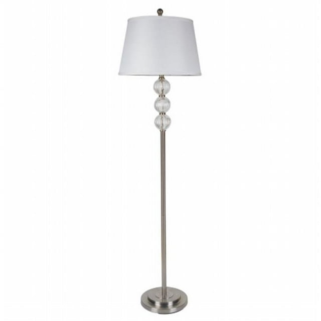 Lampadaire en Verre - Nickel Satiné - 62,5 Po.