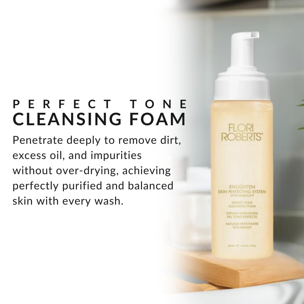 Flori Roberts Perfect Tone Cleansing Foam - Gentle Purifying Face Wash for Women, Dry Skin - 7 FL oz.