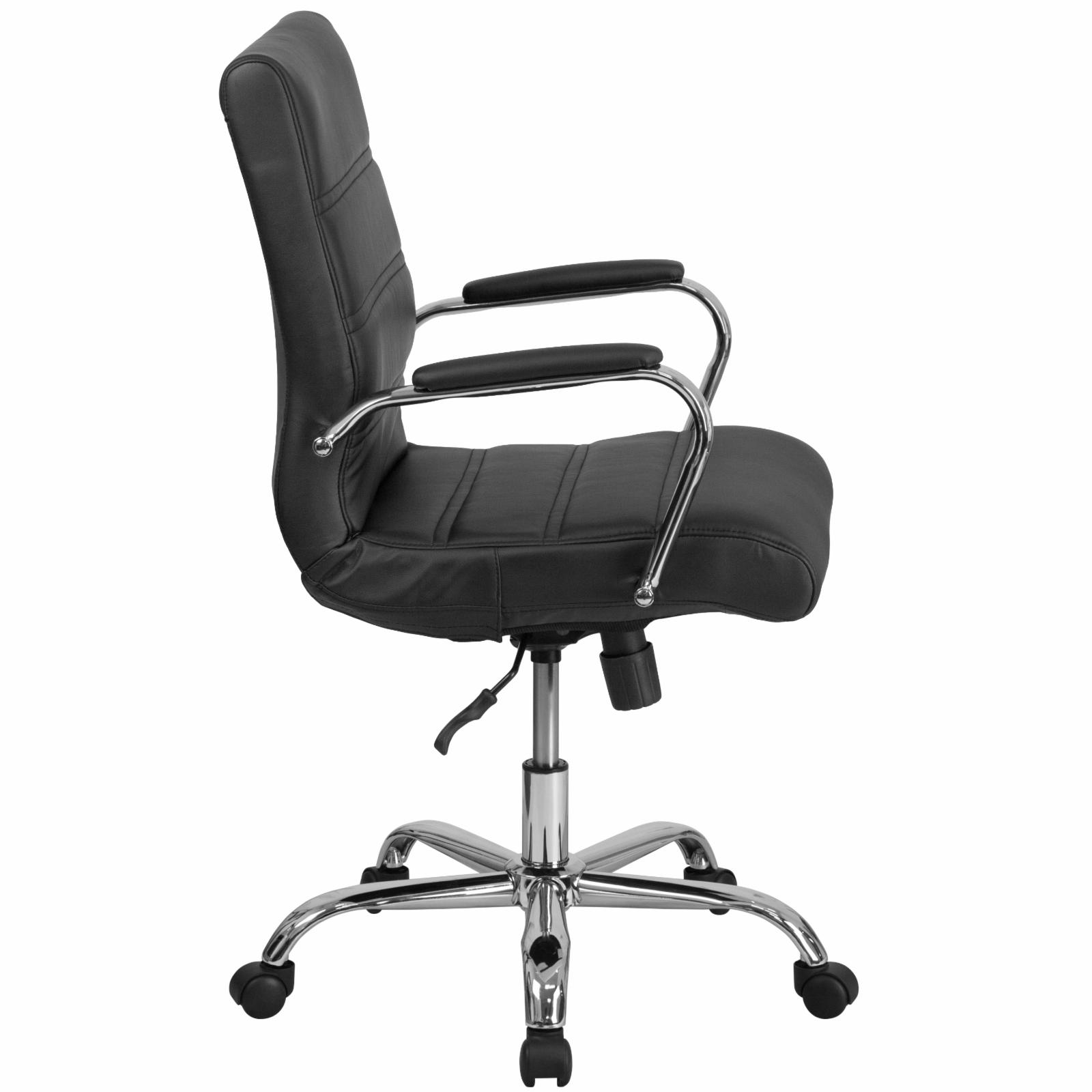 Kalman Mid-Back LeatherSoft Executive Swivel Office Chair with Padded Arms Upper Square Upholstery Color: Black