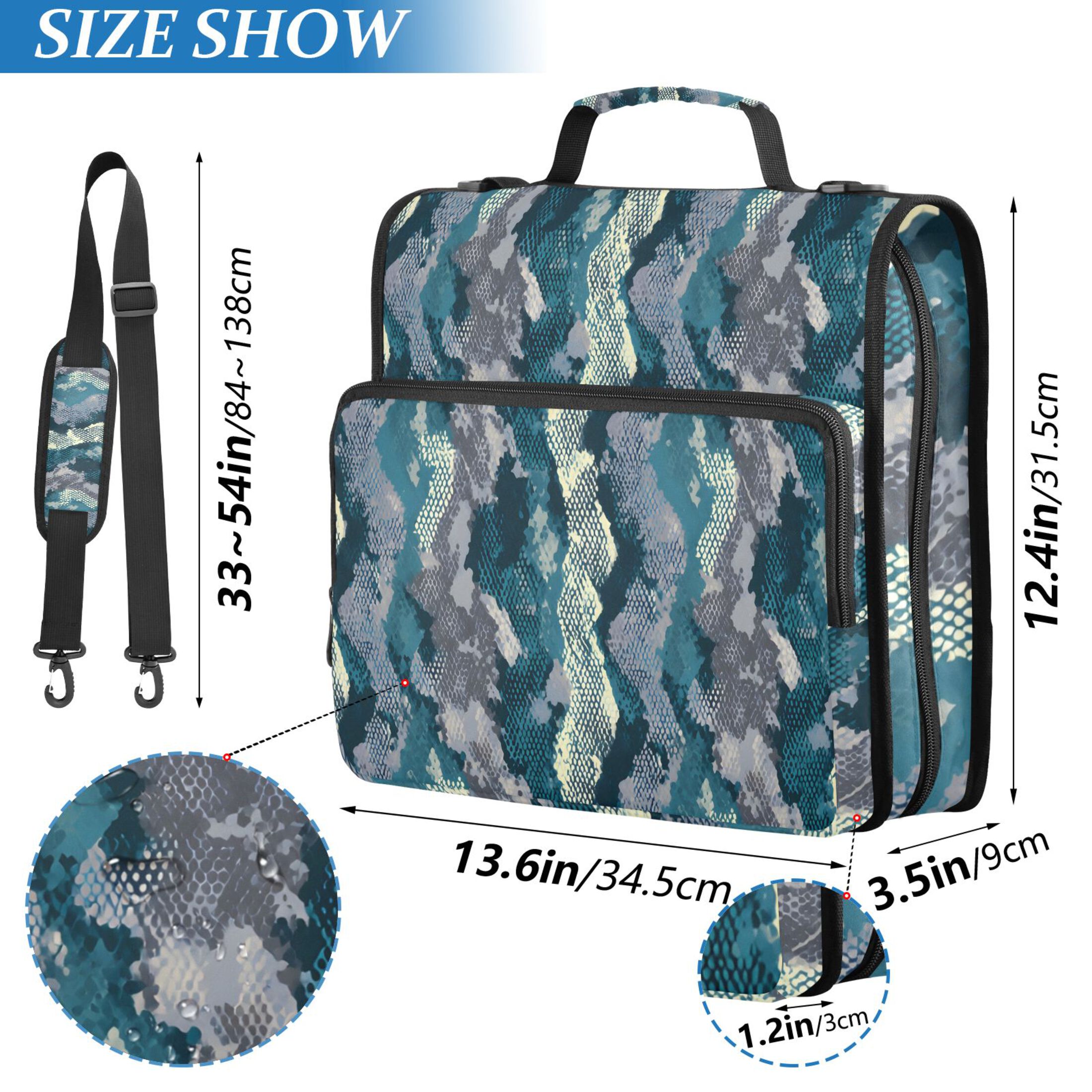 ALAZA Zipper Binder Snake Skin Blue 3 Ring Trapper Keeper File Folder Organizer Bag